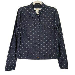 Peck and Peck Shirt Jacket Womens Size 10 Navy Anchors